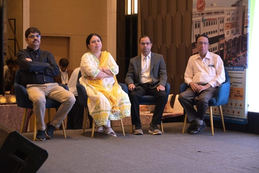 Dr Garima Pandey sitting along with panelists at Neurology Conference Panel
