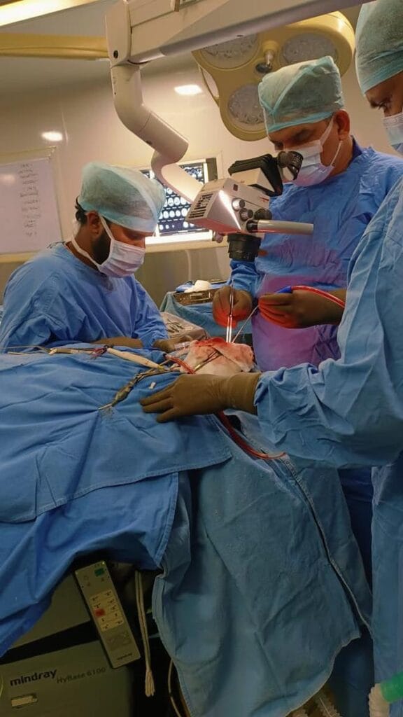 Dr. Nishant Kumar Shukla performing complex neurosurgery in operating theater